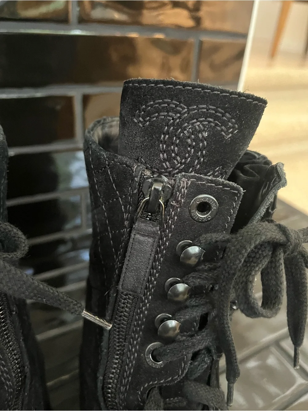 Chanel combat boots